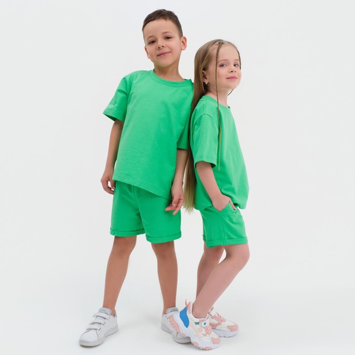 

Комплект детский (футболка, шорты) KAFTAN "Basic line" размер 30 (98-104), цвет зелёный, Зеленый, Basic line KAFTAN