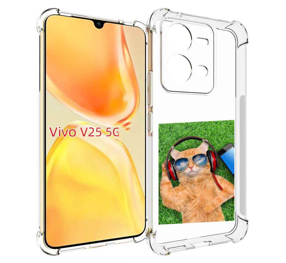 

Чехол MyPads Кот-кайфарик для Vivo V25 5G / V25e, Прозрачный, Tocco