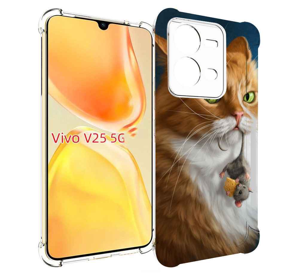 

Чехол MyPads Кот-и-мышь для Vivo V25 5G / V25e, Прозрачный, Tocco