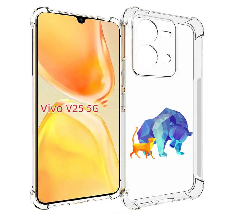 

Чехол MyPads Кот-и-медведь для Vivo V25 5G / V25e, Прозрачный, Tocco