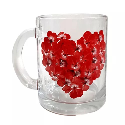 Кружка Milvis Цветочное сердце стеклянная 320 мл в ассортименте