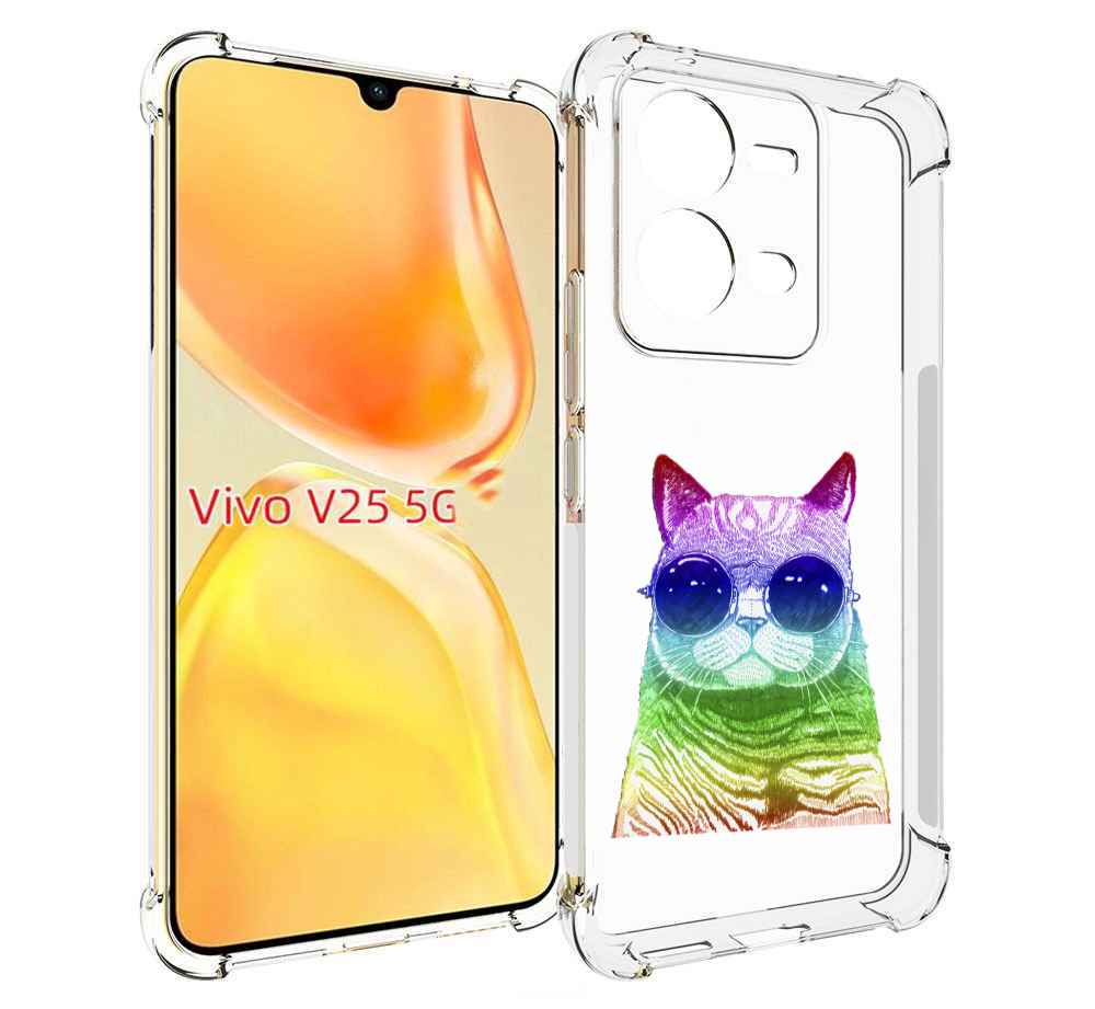 

Чехол MyPads Кот в очках для Vivo V25 5G / V25e, Прозрачный, Tocco