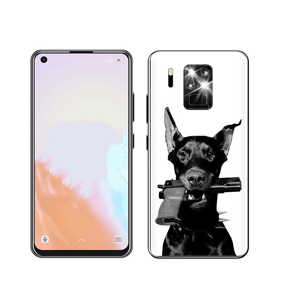 

Чехол MyPads Tocco для Oukitel C18 Pro доберман с пистолетом, Прозрачный, Tocco