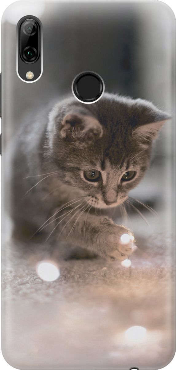

Чехол на Honor 10 Lite/Huawei P Smart (2019) "Котенок и свет", Белый;коричневый, 345