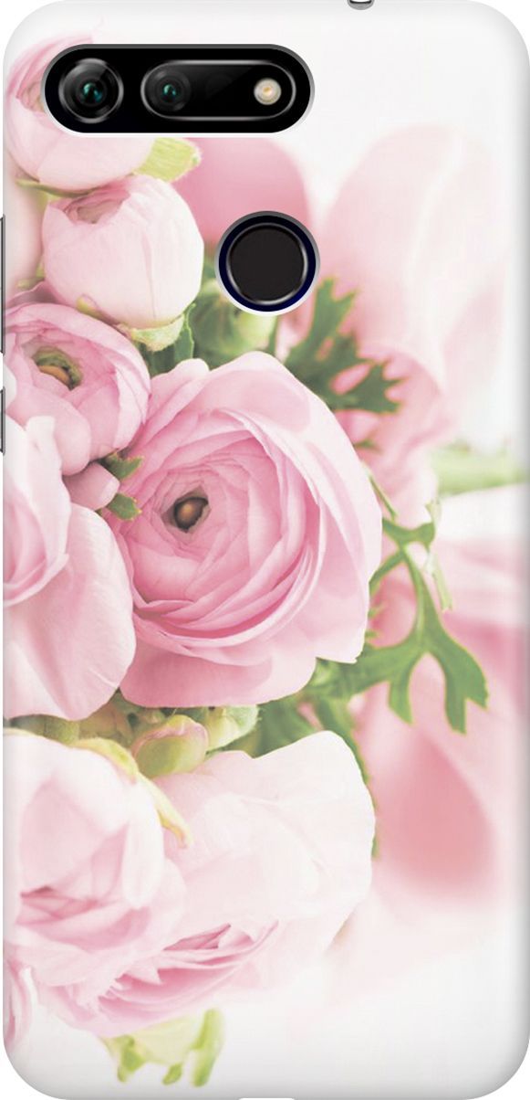 

Силиконовый чехол на Honor View 20 (V20) с принтом "Розовые розы", Белый;розовый, 339