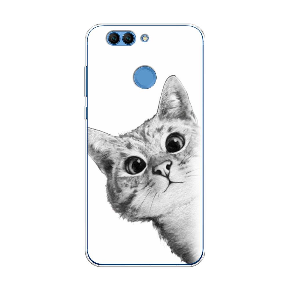 

Чехол Awog на Huawei Nova 2 Plus "Кот рисунок черно-белый", Разноцветный, 63050-1