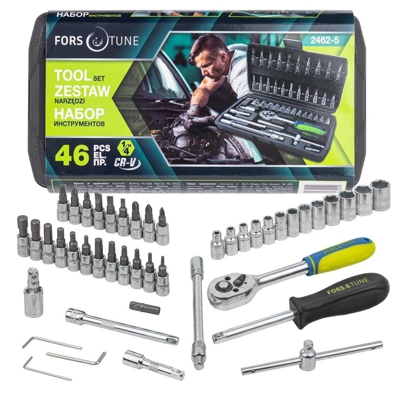 

Набор инструмента FORSandTUNE 2462-5 6гран. 1/4"DR 46 предмета, FORSandTUNE-2462-5