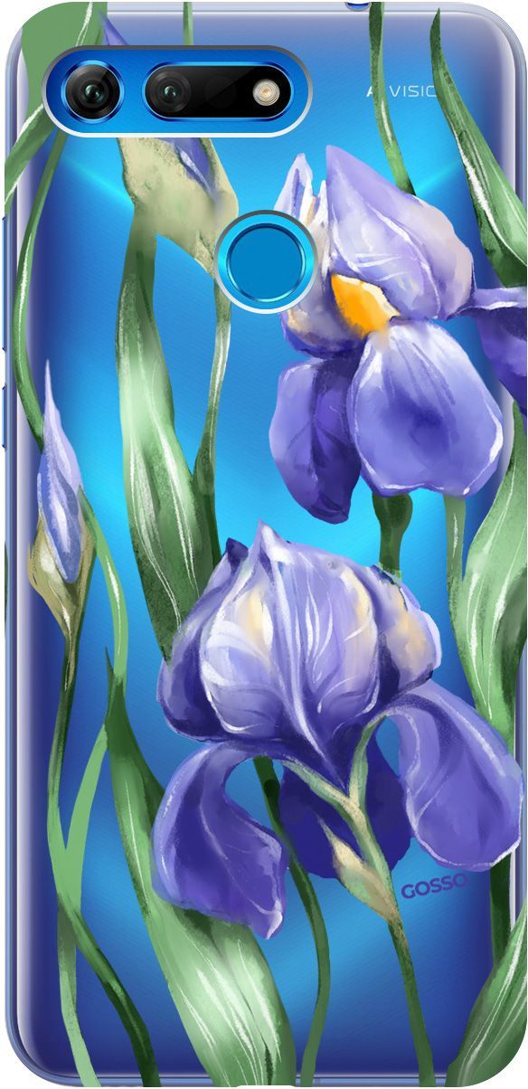 

Чехол на Honor View 20 (V20) с принтом "Amazing Irises" прозрачный, Прозрачный;белый, 667