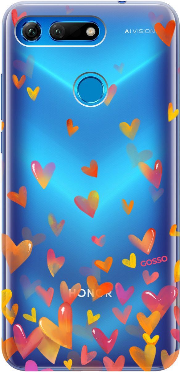 

Чехол на Honor View 20 (V20) с принтом "Flying Hearts" прозрачный, 667