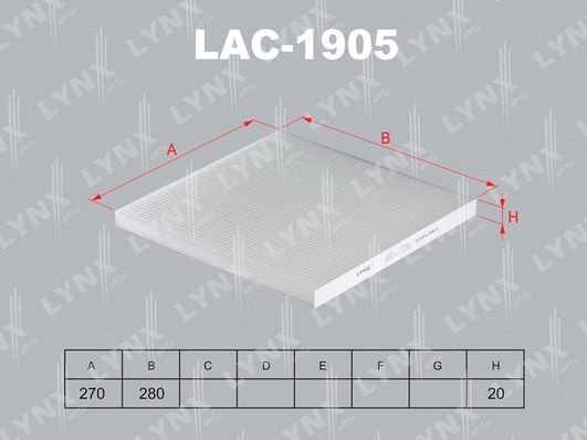 

LYNXAUTO Фильтр салонный LYNXauto LAC-1905 1шт