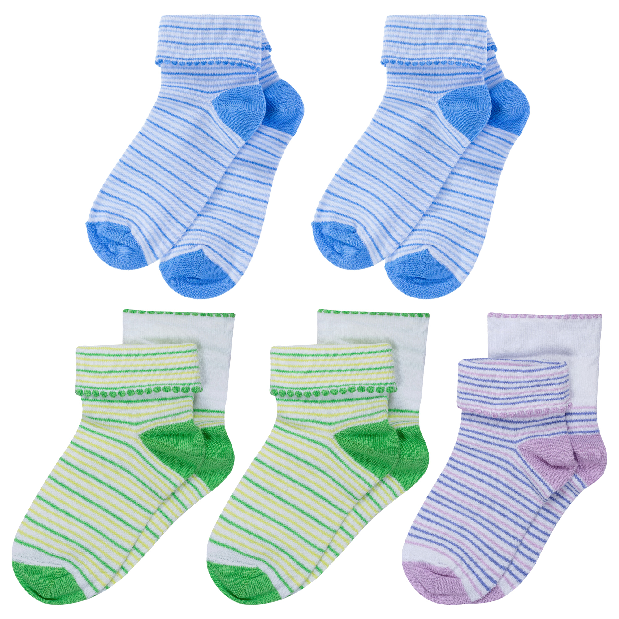 Носки для девочек LorenzLine 5-Л4 цв. зеленый; голубой; фиолетовый р. 20-22