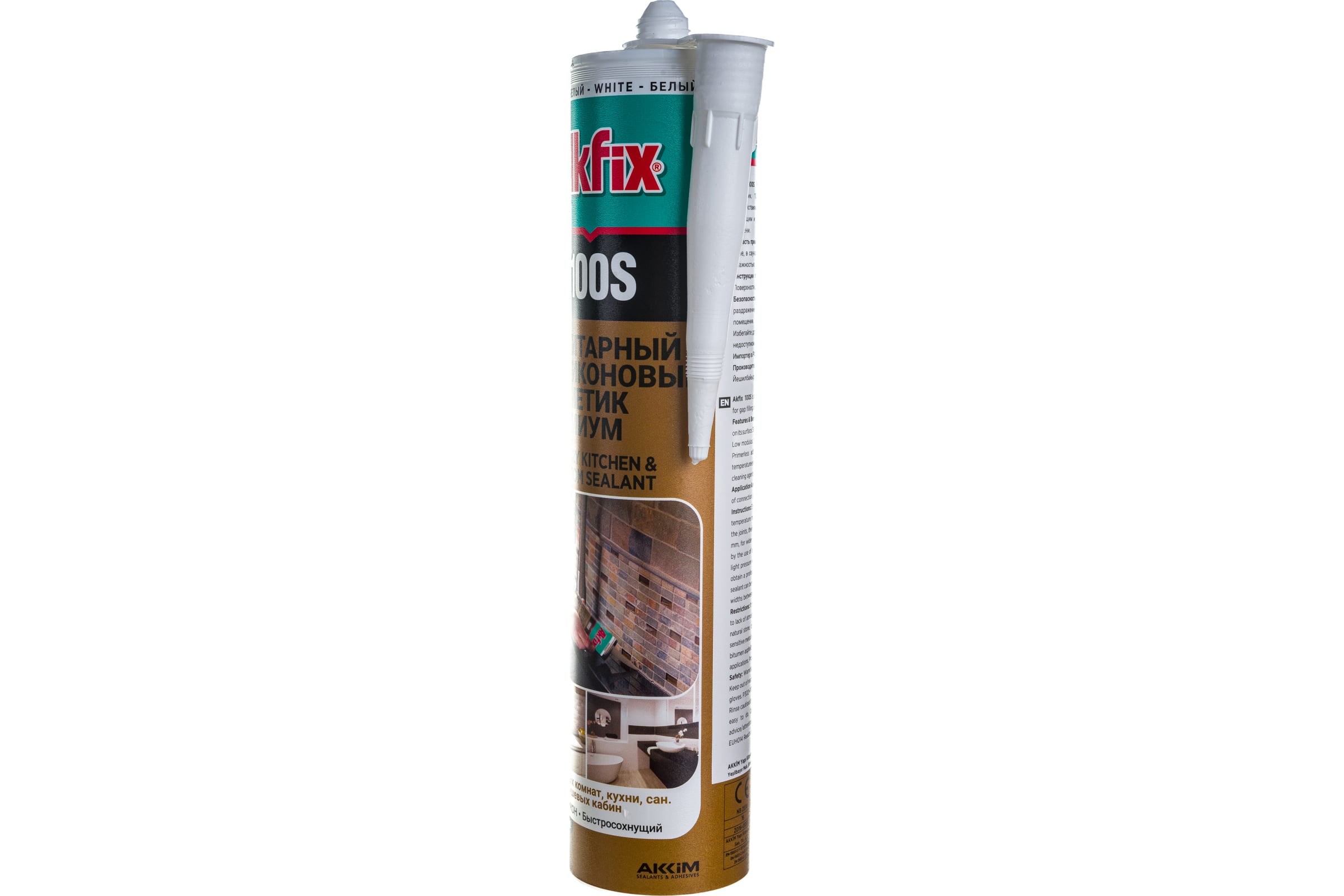 Akfix Санитарный герметик для кухни и ванной 100S, белый, 280 мл SA032
