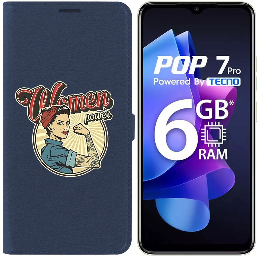 

Чехол-книжка Krutoff Eco Book для Tecno Pop 7 Women Power (синий)