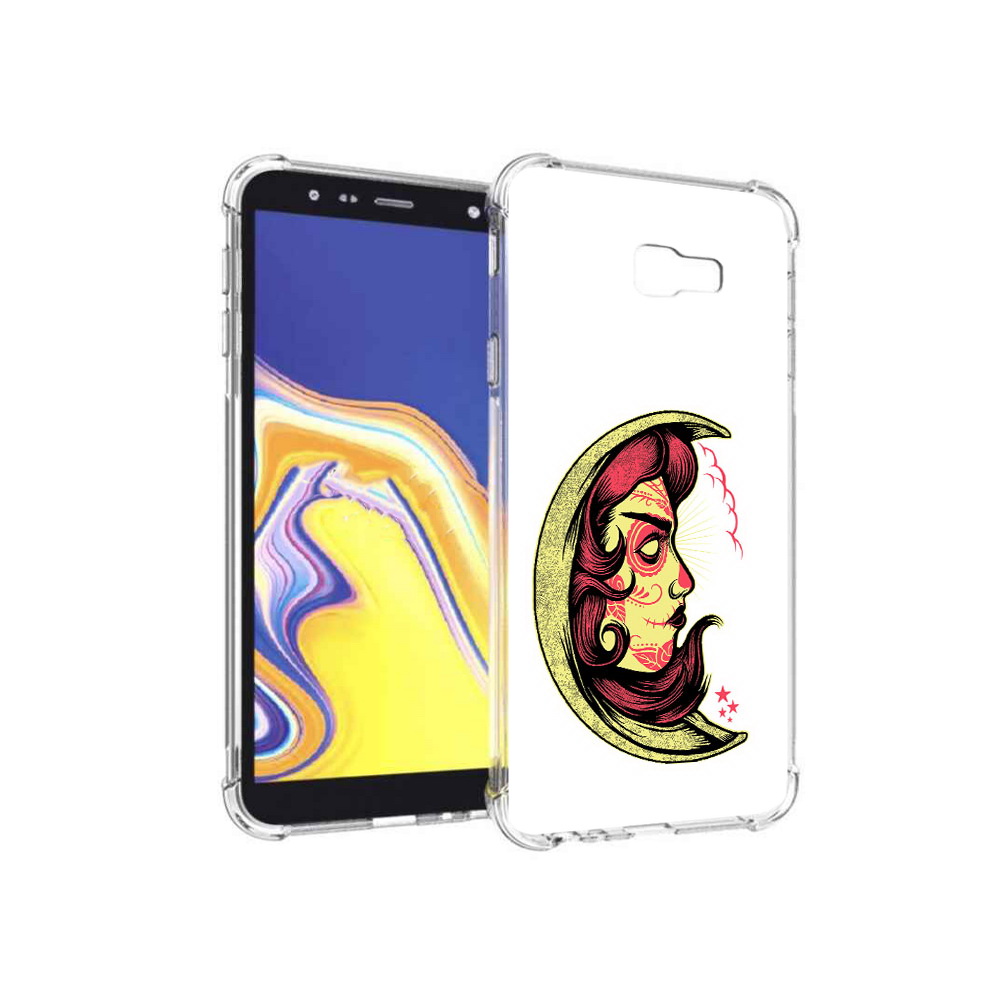 

Чехол MyPads Tocco для Samsung Galaxy J4+ (2018) желтый полумесяц с лицом девушки, Прозрачный, Tocco