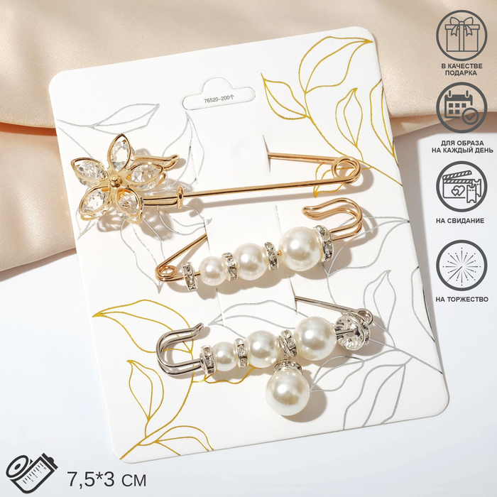 

Комплект брошей из металла Queen Fair 7165053, пластик; стекло; стразы