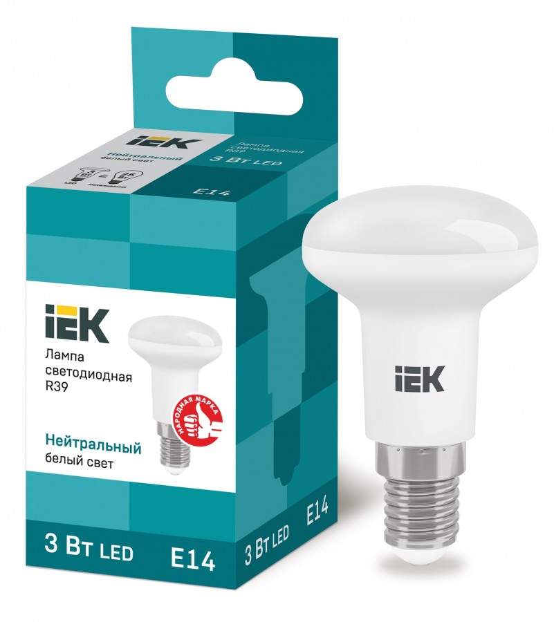 

Лампа светодиодная IEK, E14, 3W, 4000K, арт. 562434 - (10 шт.)
