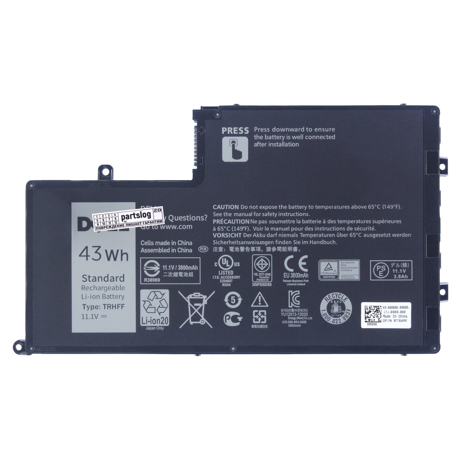 

Аккумулятор для Dell TRHFF 11.1V 3800mAh 43Wh