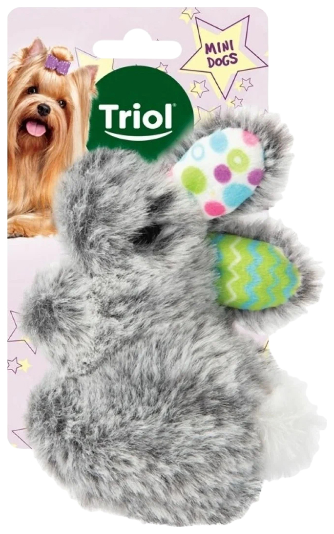 Игрушка мягкая Triol Mini Dogs Зайчик, для мини-собак, 11,5 см, серый