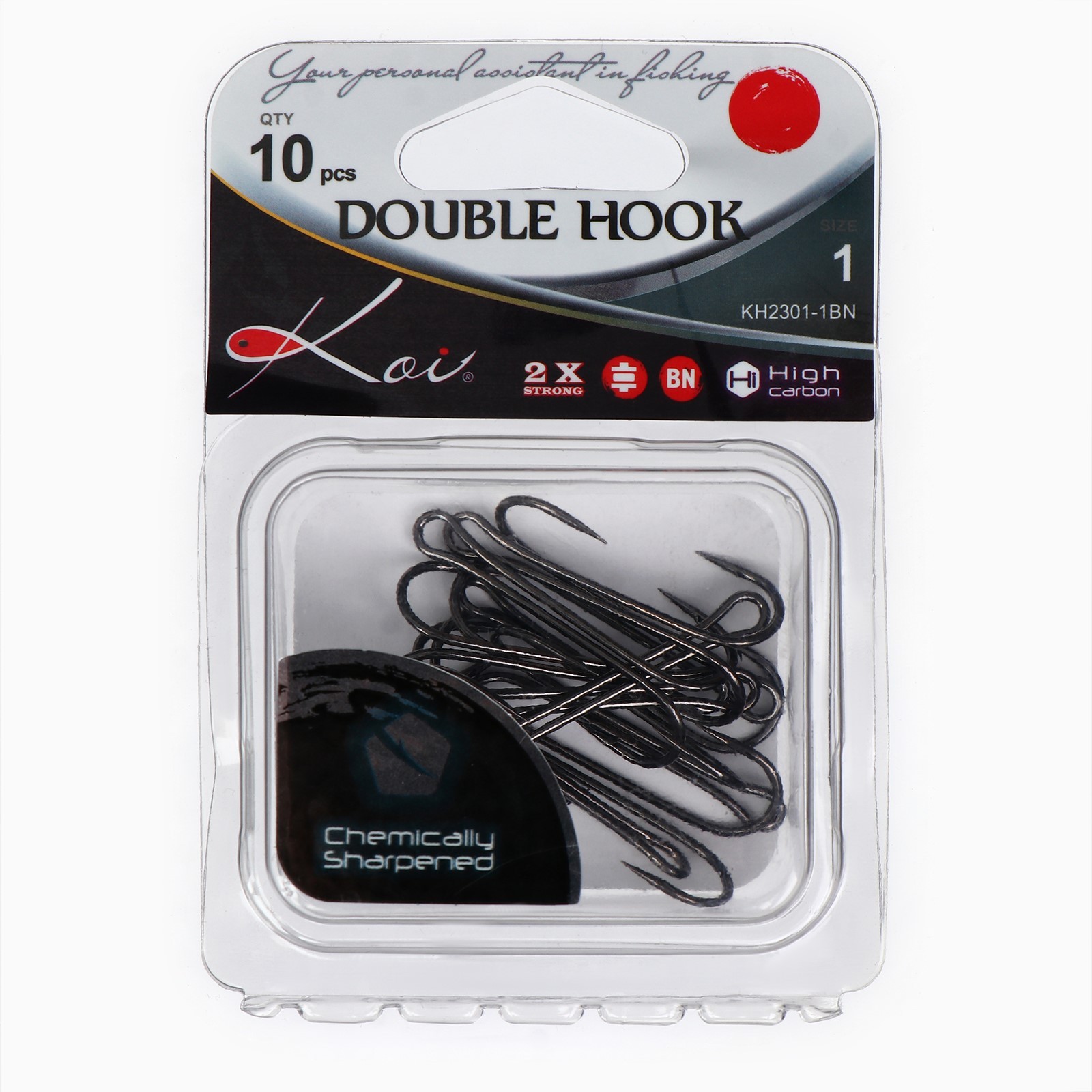 Двойные крючки KOI DOUBLE HOOK, цвет BN,  1, 10 шт.