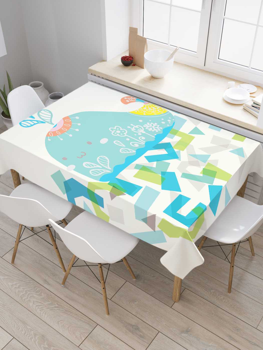 

Скатерть прямоугольная JoyArty "Китовая геометрия" из сатена, 120x145 см, Китовая геометрия