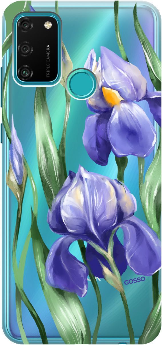 

Силиконовый чехол на Honor 9A с 3D принтом "Amazing Irises" прозрачный, Прозрачный;белый, 174