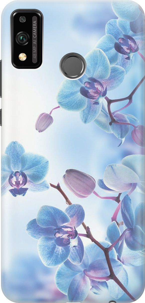 

Силиконовый чехол на Honor 9X Lite с принтом "Голубые орхидеи", Голубой;серый, 279