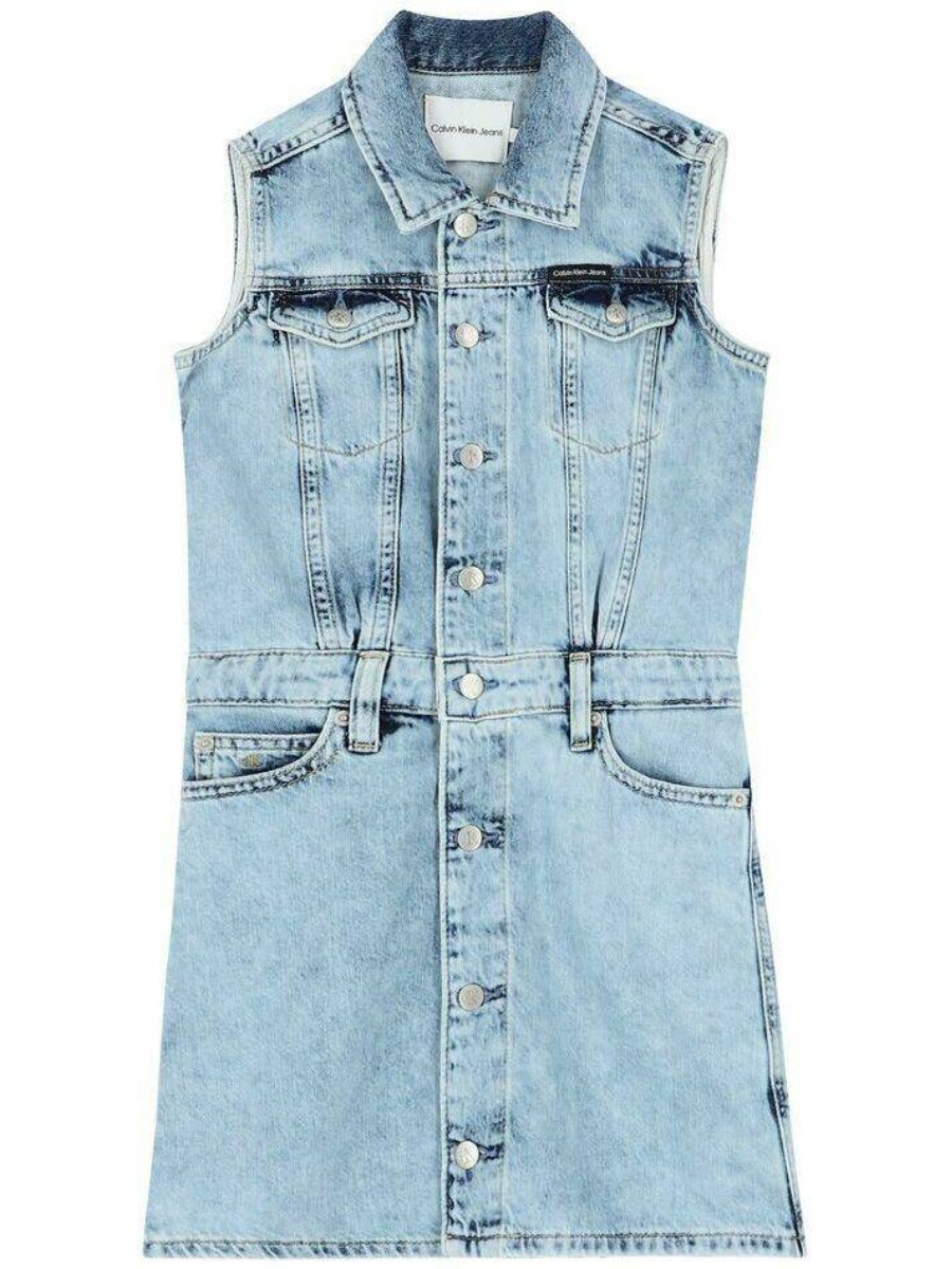 Платье детское Calvin Klein Sleeveless L Blue Denim Dress синий 164 ботинки asolo decker gtx jr denim для мальчика синий 2016 17 a24006 a697