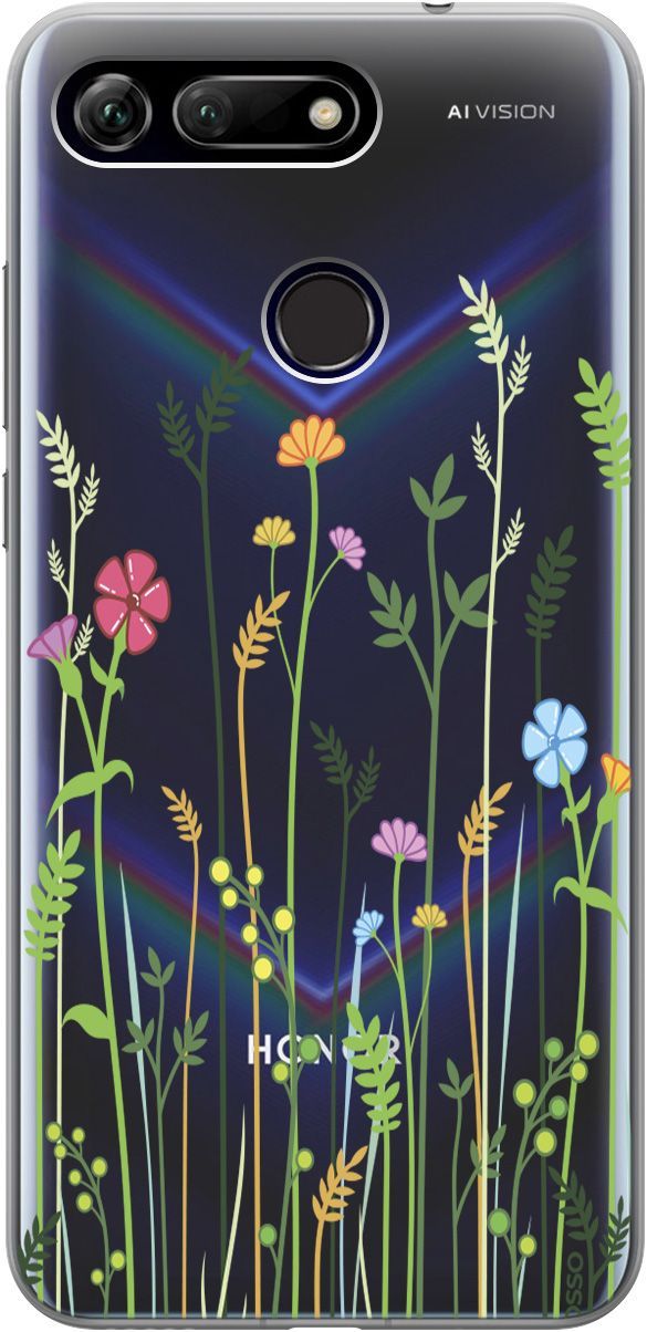 

Чехол на Honor View 20 (V20) с принтом "Flowers and Fern" прозрачный, Прозрачный;желтый, 667
