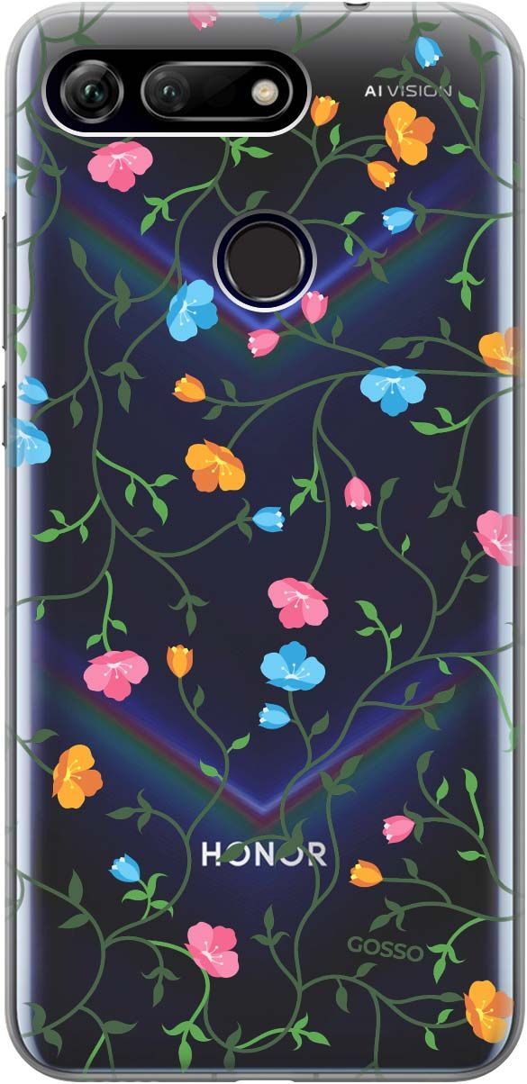 

Чехол на Honor View 20 (V20) с принтом "Сurly Flowers" прозрачный, Прозрачный;голубой, 667