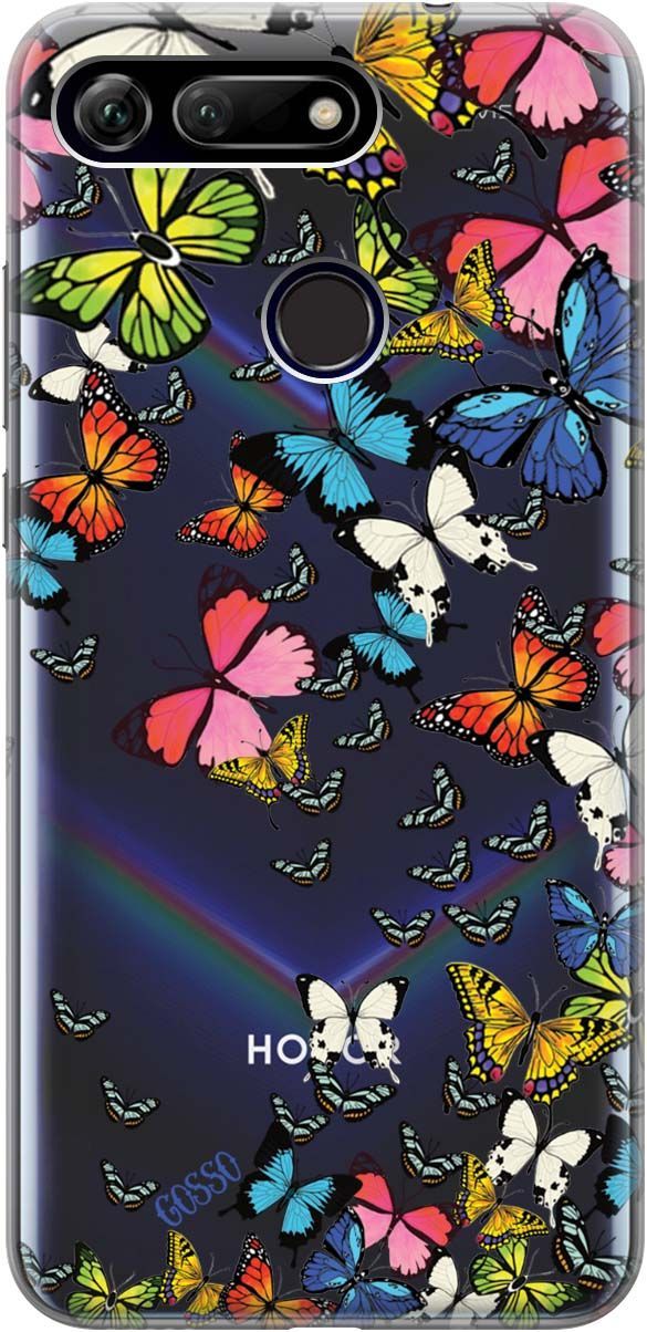 

Чехол на Honor View 20 (V20) с принтом "Magic Butterflies" прозрачный, Прозрачный;желтый, 667
