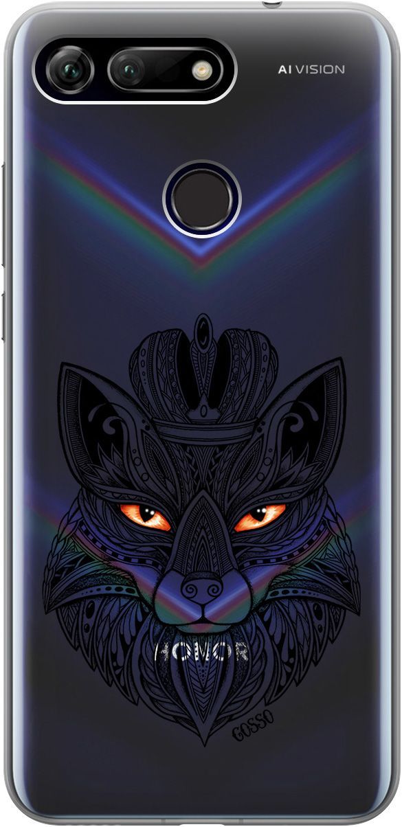 

Силиконовый чехол на Honor View 20 (V20) с принтом "Fox Queen" прозрачный, Прозрачный;серый, 667