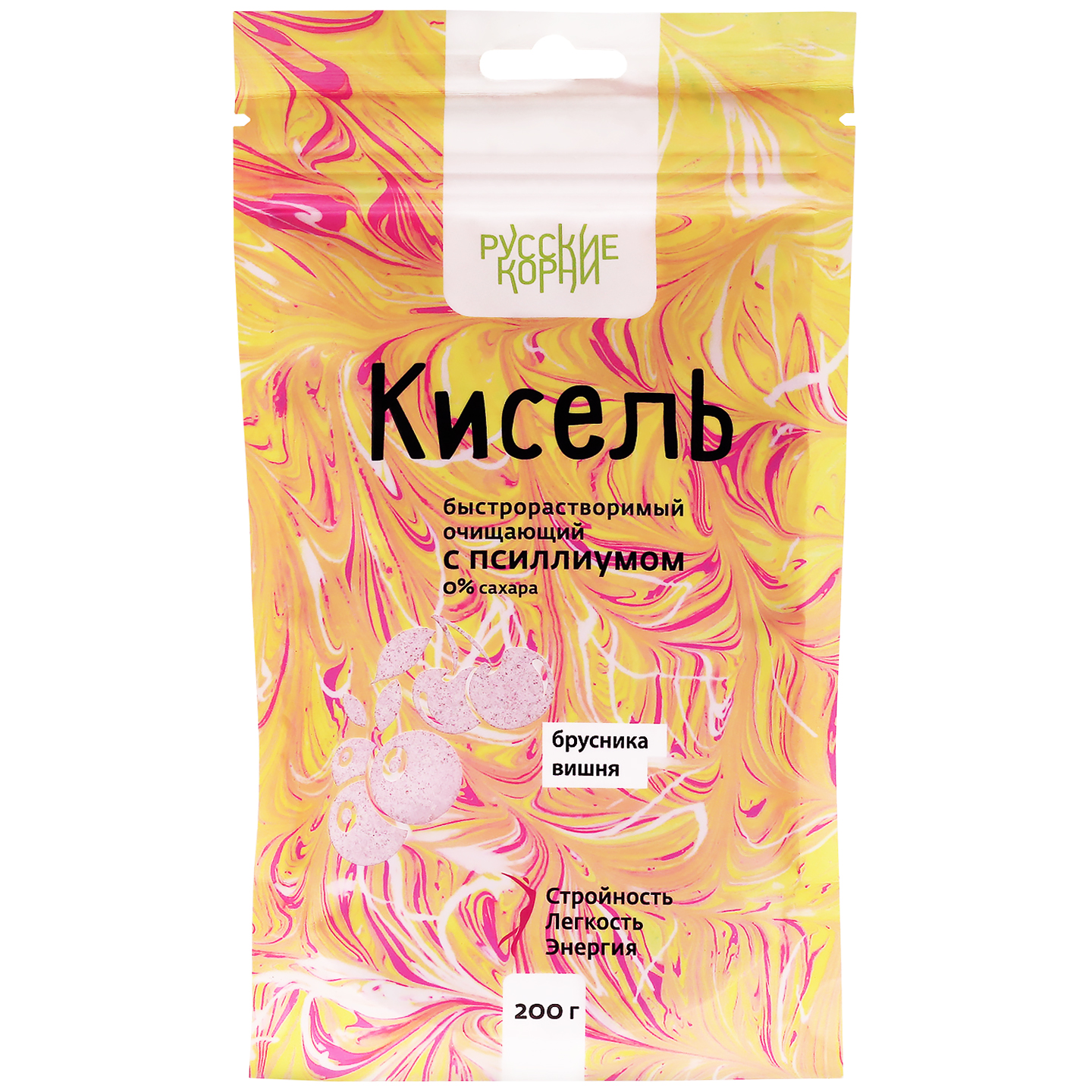 Кисель очищающий Русские корни с псиллиумом, со вкусом брусники и вишни, 200 г