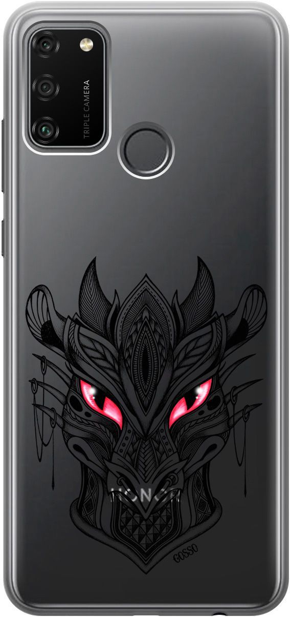 

Силиконовый чехол на Honor 9A с 3D принтом "Dragon" прозрачный, Прозрачный;черный, 174