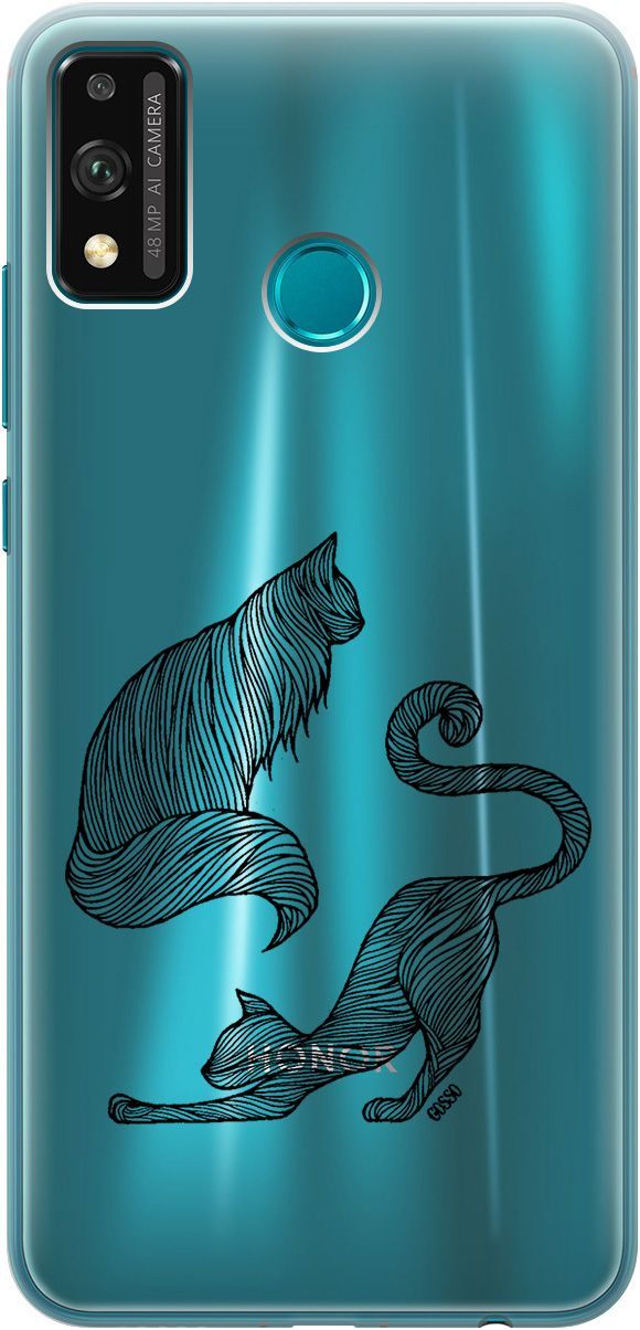 

Силиконовый чехол на Honor 9X Lite с 3D принтом "Lazy Cats" прозрачный, Прозрачный;серый, 241