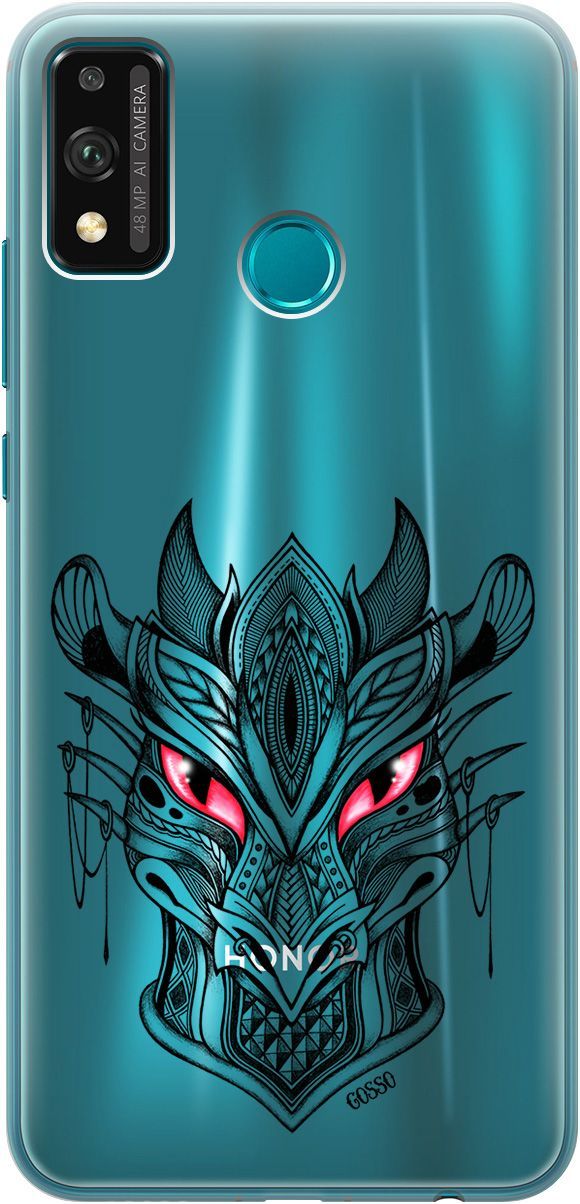 

Силиконовый чехол на Honor 9X Lite с 3D принтом "Dragon" прозрачный, Прозрачный;черный, 241