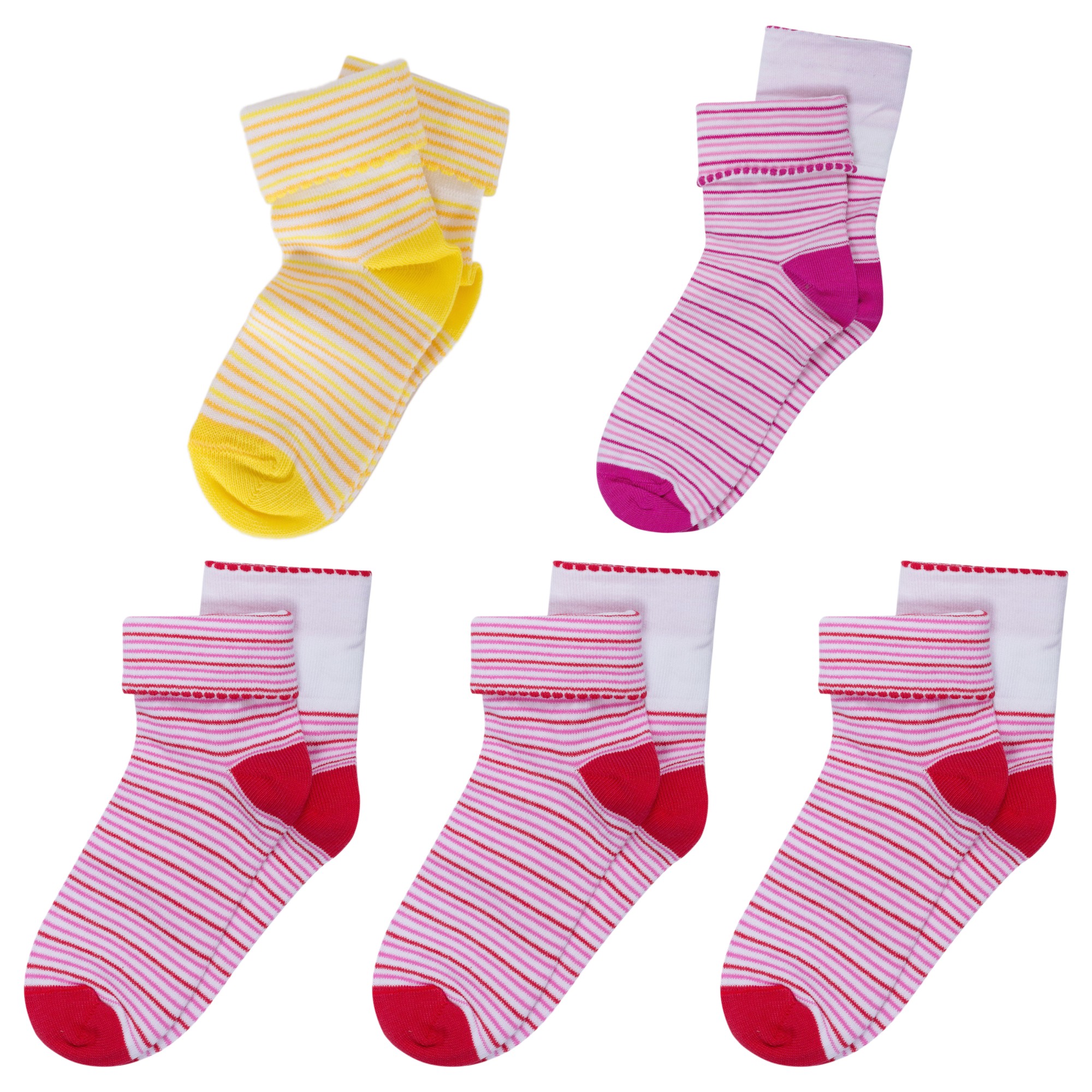 Носки для девочек LorenzLine 5-Л4 цв. розовый; желтый; красный р. 6-8