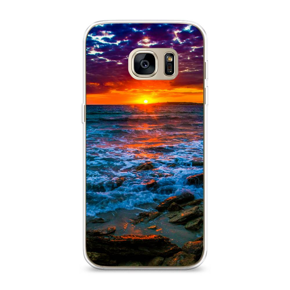 

Чехол на Samsung Galaxy S7 edge "Закат 1", Оранжевый;синий, 24650-2