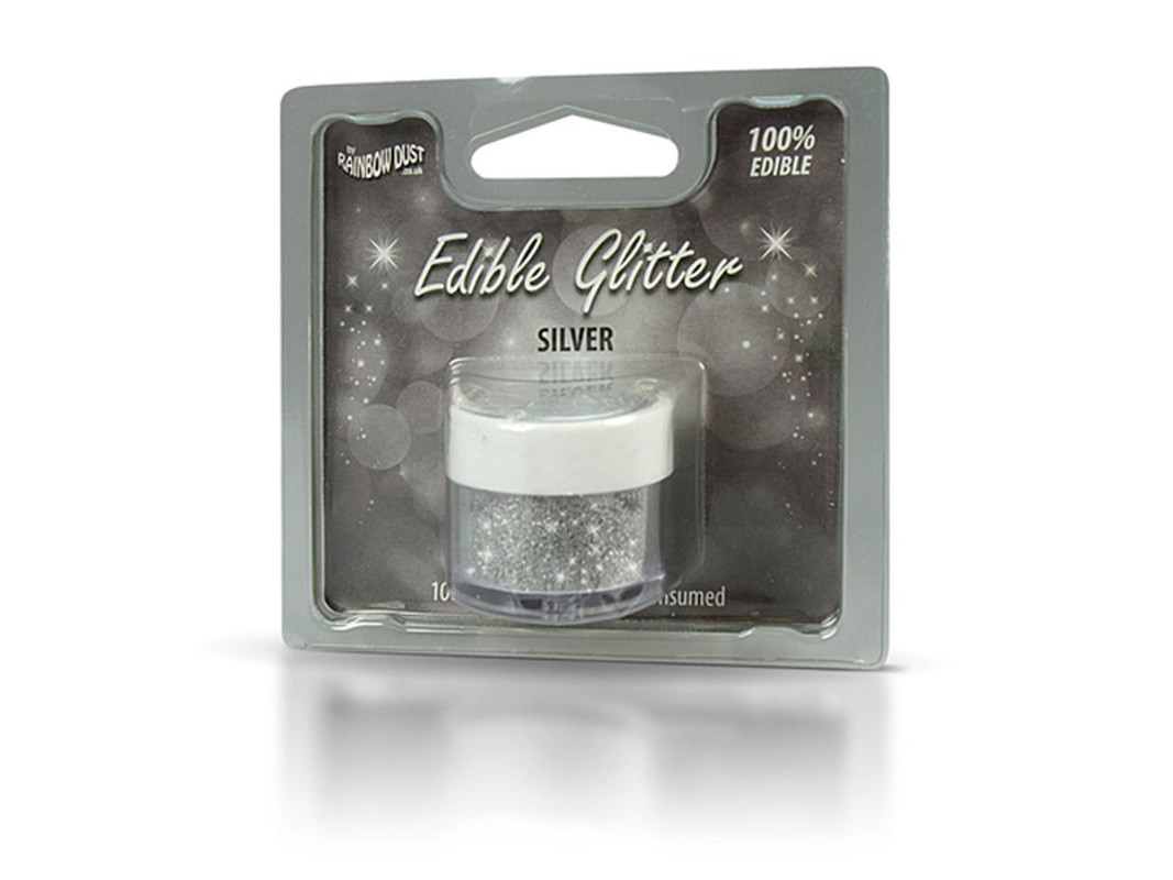 

Блестящая пыльца съедобная Серебро металлическое Metallic Light Silver Raindow Dust, 3 гр.