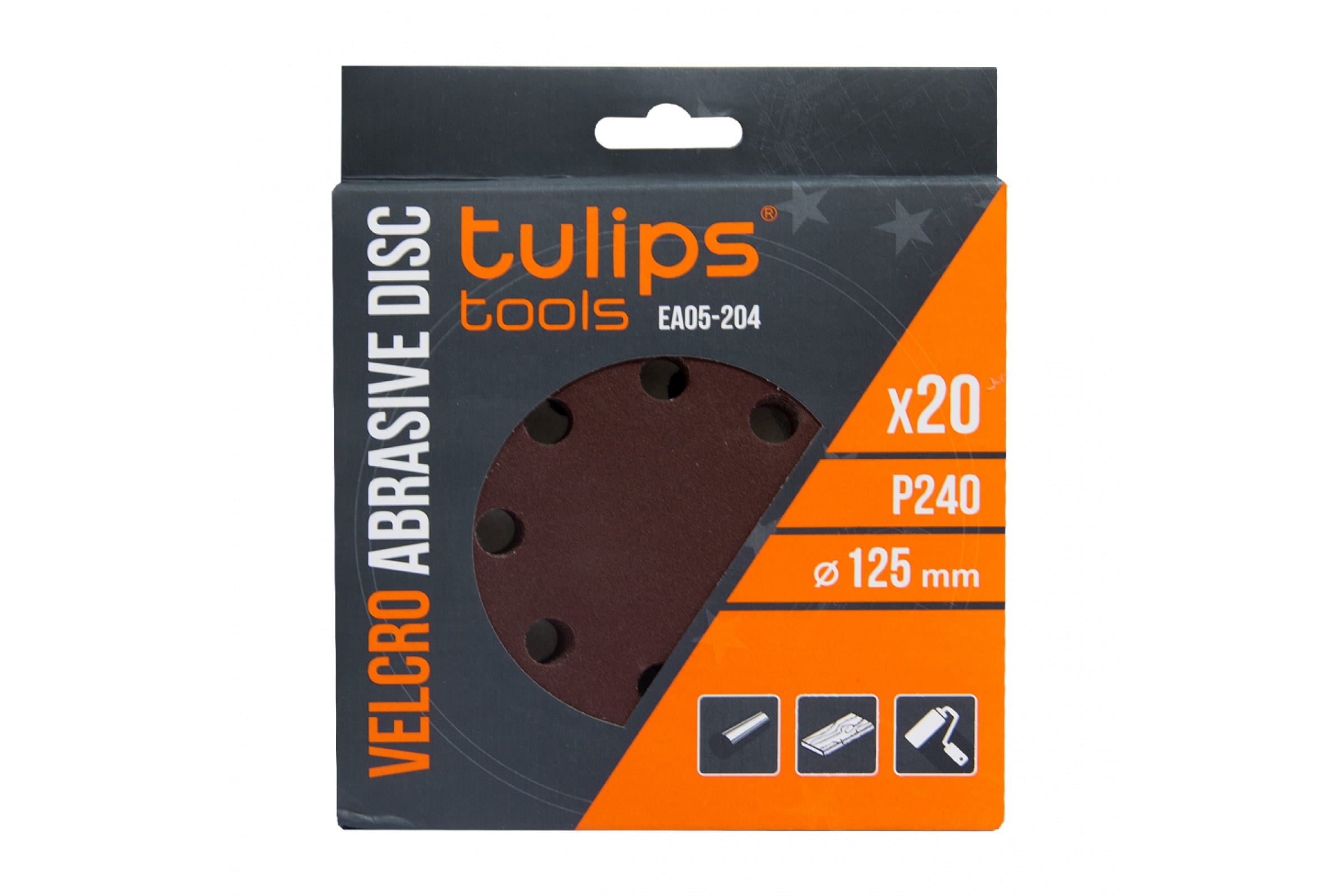 Tulips tools Диск шлифовальный с липучкой, 125 мм, P240, 20 шт EA05-204 диск шлифовальный с липучкой 20 шт 125 мм p240 tulips tools ea05 204