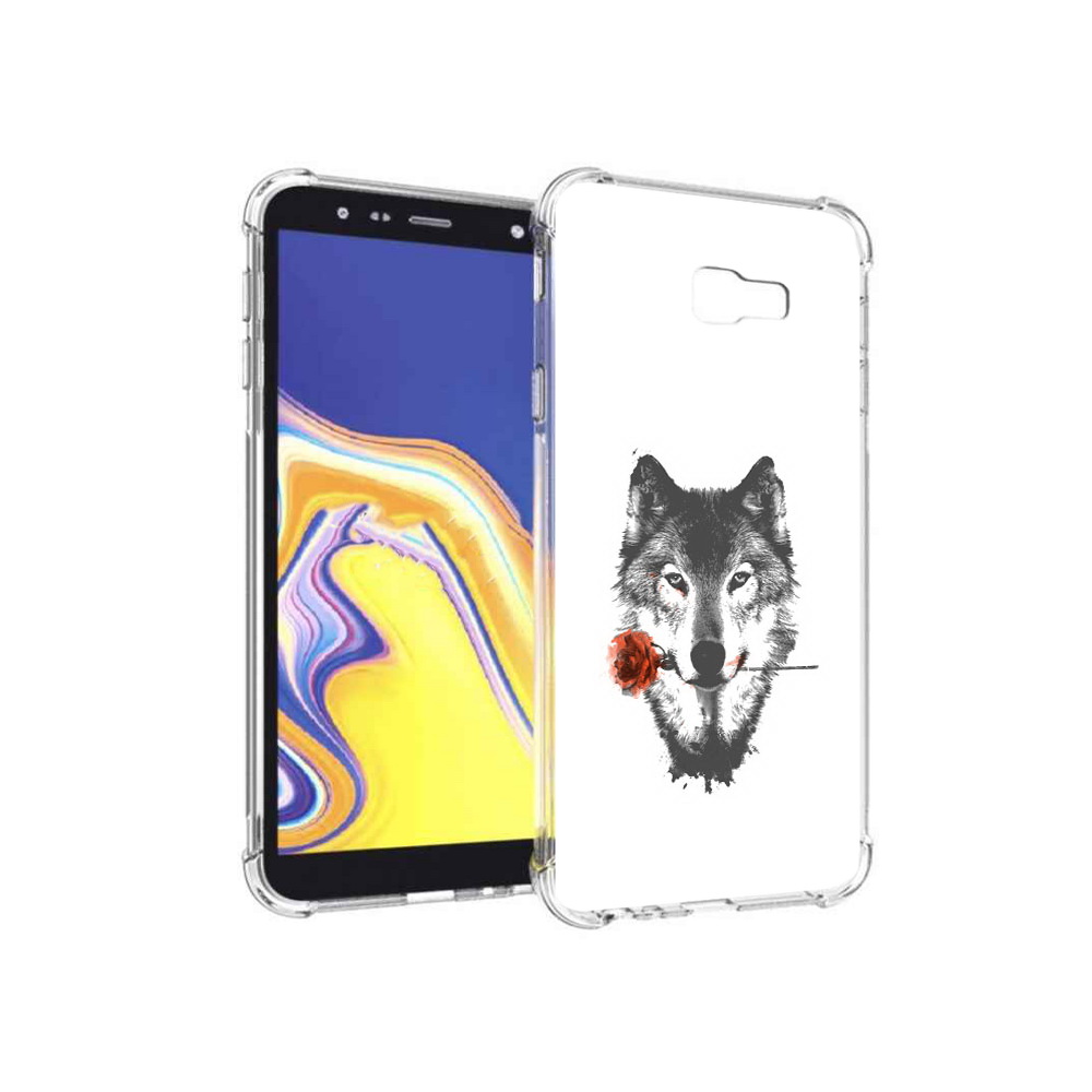 

Чехол MyPads Tocco для Samsung Galaxy J4+ (2018) волк с розой (PT118081.545.270), Прозрачный, Tocco
