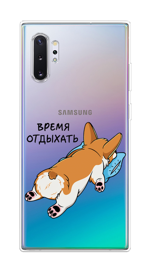 

Чехол на Samsung Galaxy Note 10 Plus "Корги отдыхает", Черный;коричневый;голубой, 28550-1