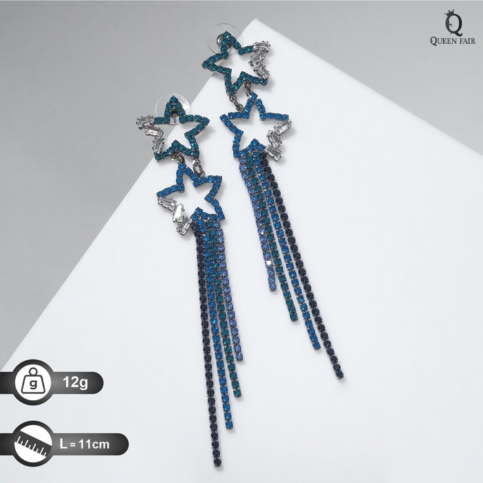 

Серьги шандельеры из бижутерного сплава Queen Fair 7986038, стразы, 7986038