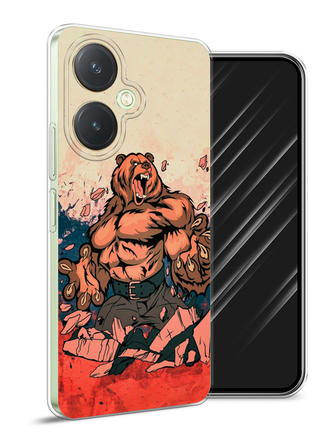 

Чехол Awog на Vivo Y27 4G "Медведь с флагом РФ", Коричневый;синий;красный, 269150-1