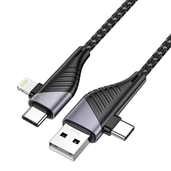 Кабель 4 в 1 USB/Type-C на Type-C /Lightning 1.2m 3А PD Freeway ISA U95 (IS115716)