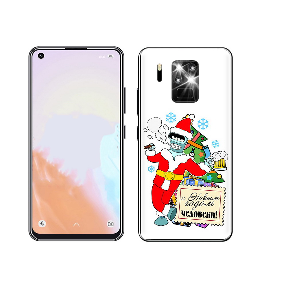 

Чехол MyPads Tocco для Oukitel C18 Pro С новым годом человеки, Прозрачный, Tocco
