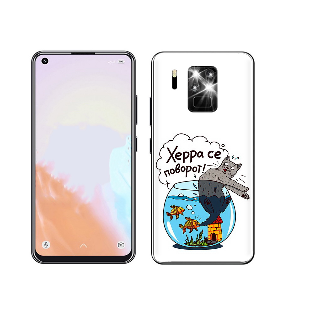 

Чехол MyPads Tocco для Oukitel C18 Pro Рыбы с котом, Прозрачный, Tocco