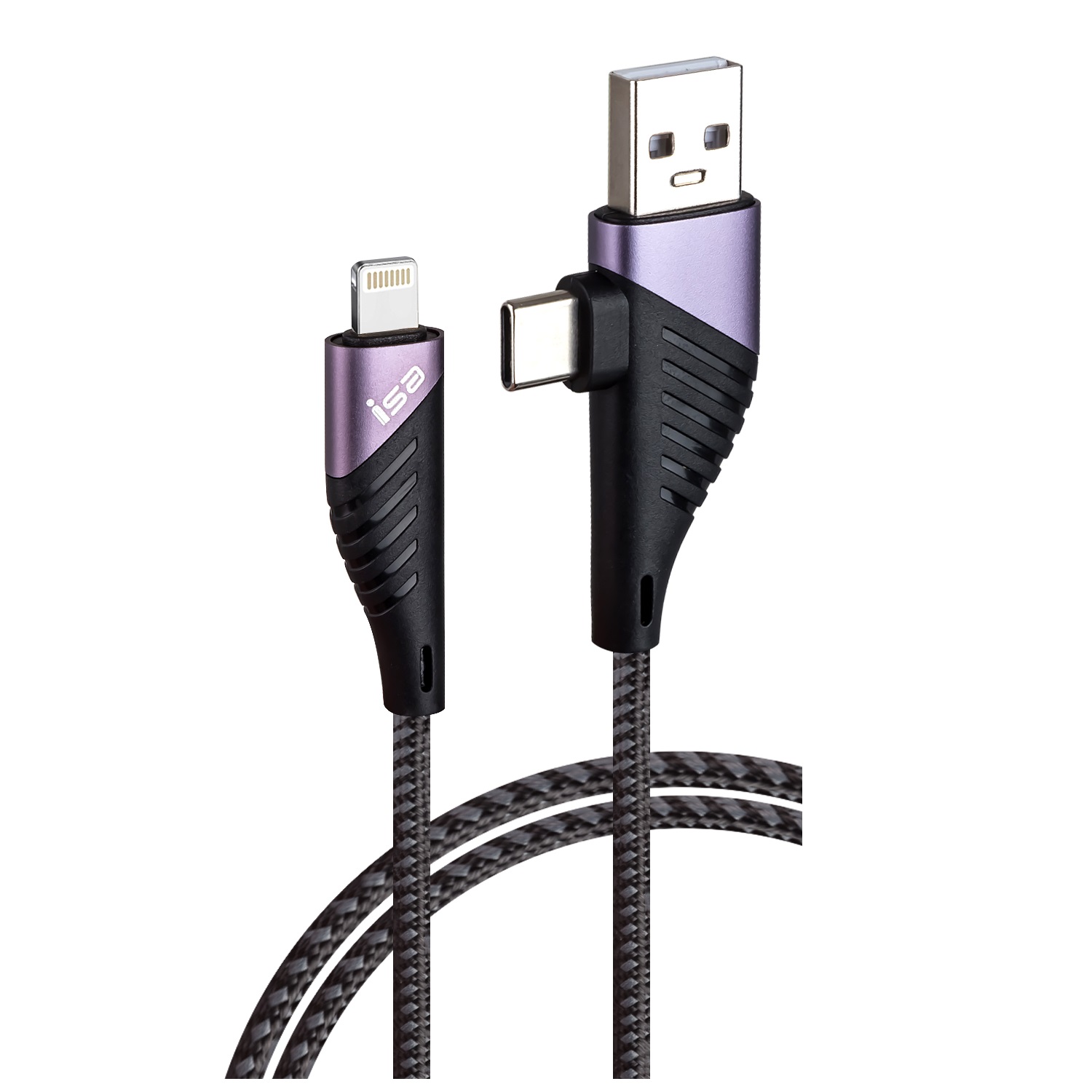 Кабель 2 в 1 USB/Type-C на Lightning 3А PD Freeway 1.2м ISA U95 (IS115715)