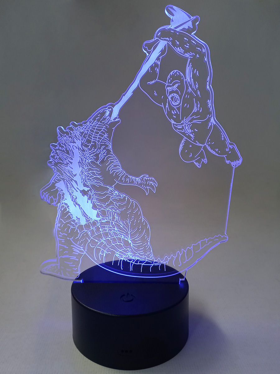 Настольный 3D светильник ночник StarFriend Годзилла против Конга Godzilla vs Kong 22 см светильник настольный sonnen ou 503 на подставке цоколь е27 мяч белый 236675