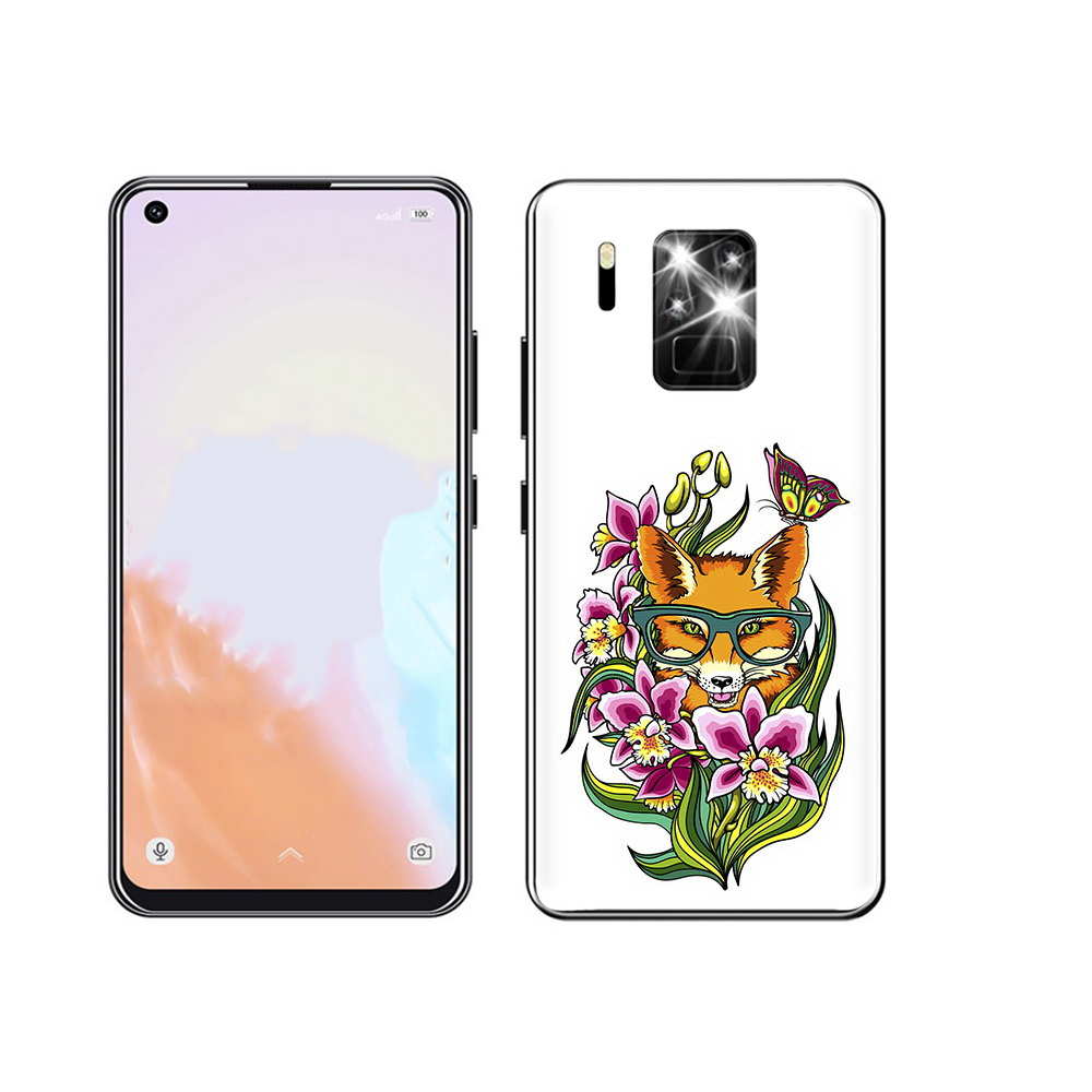 

Чехол MyPads Tocco для Oukitel C18 Pro Лиса в цветах, Прозрачный, Tocco