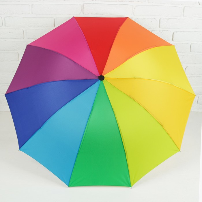КНР Радуга, ветроустойчивый, прорезиненная ручка, 4 сложения, 10 спиц, R 50 см